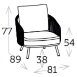 Fauteuil de jardin aluminium élégant avec coussins - BAHIA - TRESI