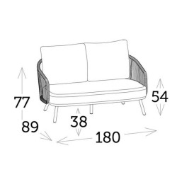 Canapé de jardin outdoor élégant 2  places - BAHIA - TRESI