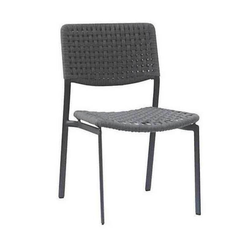 Chaise de salle à manger empilable aluminium et corde - KAKAO - TRESI