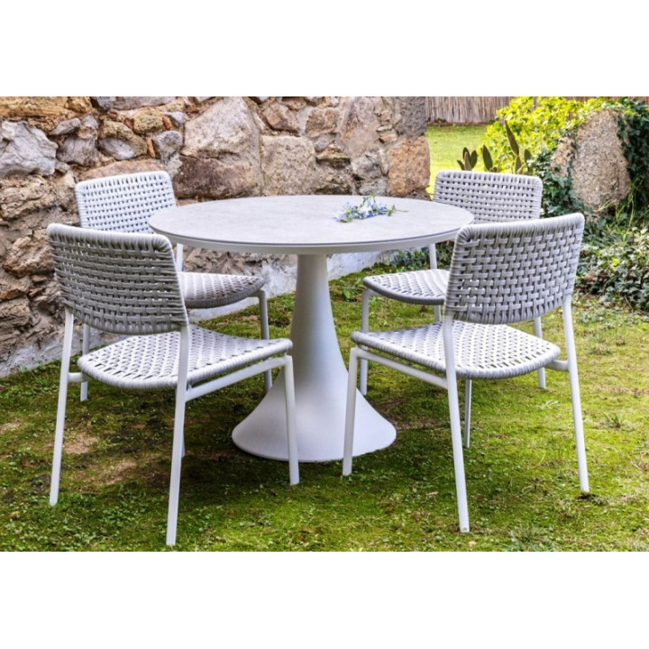 Chaise de salle à manger empilable aluminium et corde - KAKAO - TRESI