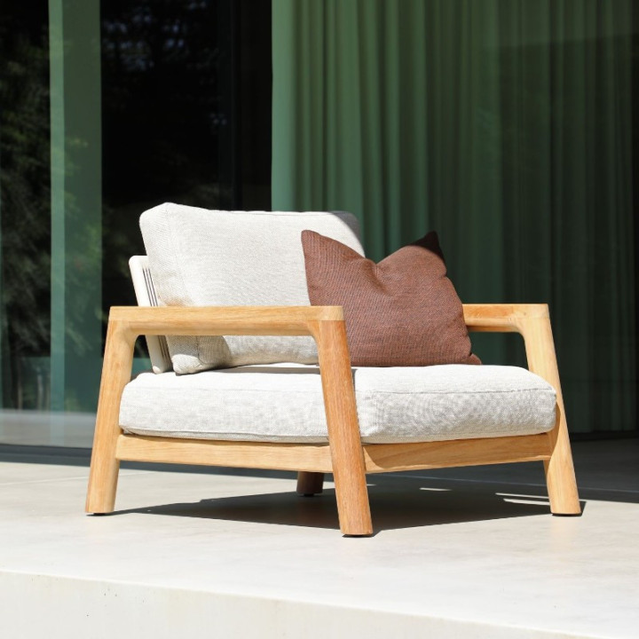 Fauteuil d’extérieur en teck et corde beige - ARUNA - TRESI