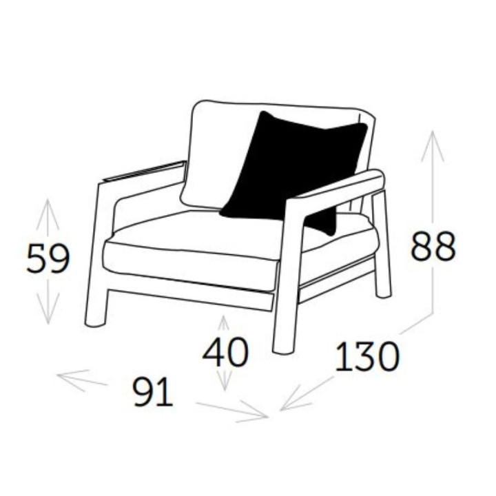 Fauteuil d’extérieur en teck et corde beige - ARUNA - TRESI