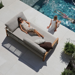 Canapé de jardin en teck et corde beige - ARUNA - TRESI