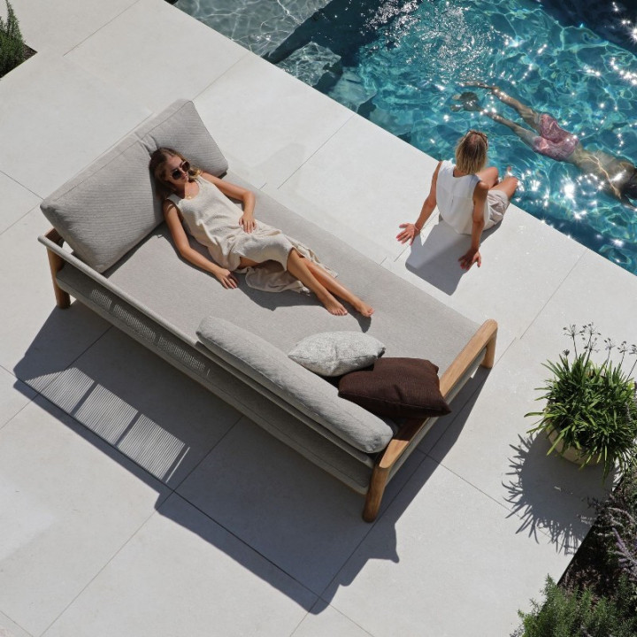 Canapé de jardin en teck et corde beige - ARUNA - TRESI