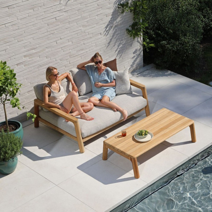 Canapé de jardin en teck et corde beige - ARUNA - TRESI