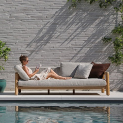 Canapé de jardin en teck et corde beige - ARUNA - TRESI