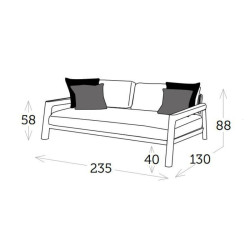 Canapé de jardin en teck et corde beige - ARUNA - TRESI