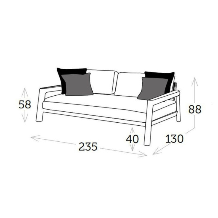 Canapé de jardin en teck et corde beige - ARUNA - TRESI