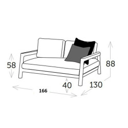 Canapé de jardin en teck et corde beige - ARUNA - TRESI