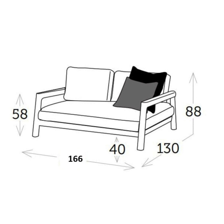 Canapé de jardin en teck et corde beige - ARUNA - TRESI