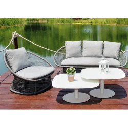 Tables basses en aluminium et verre blanc façon gigogne - SPADE - TRESI