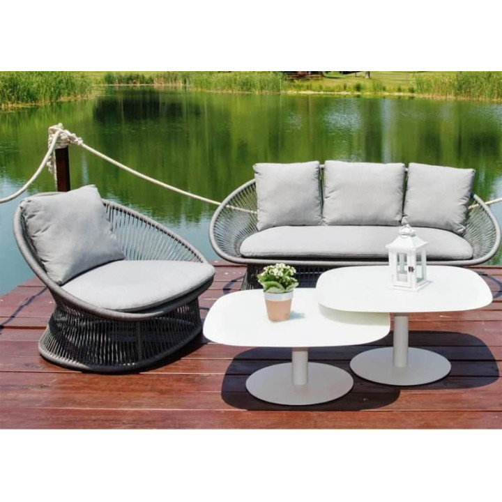 Tables basses en aluminium et verre blanc façon gigogne - SPADE - TRESI