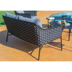 Canapé de jardin 2 places en aluminium et corde - RIO - TRESI