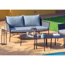 Canapé de jardin 2 places en aluminium et corde - RIO - TRESI