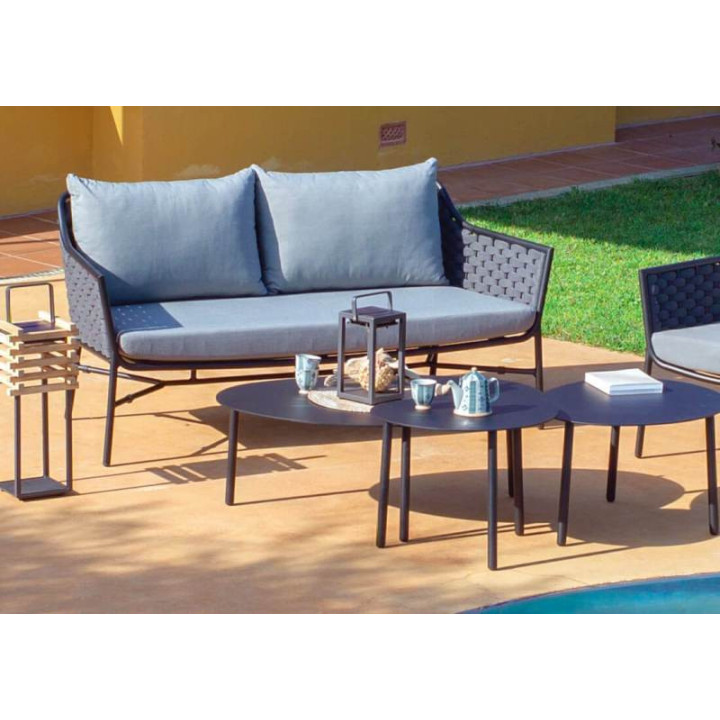 Canapé de jardin 2 places en aluminium et corde - RIO - TRESI