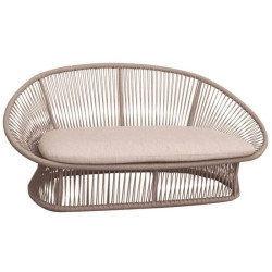 Canapé de jardin 2 places en aluminium et corde taupe beige - SPADE - TRESI