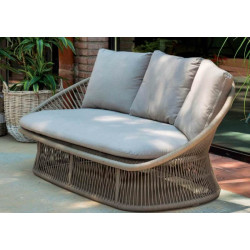 Canapé de jardin 2 places en aluminium et corde taupe beige - SPADE - TRESI