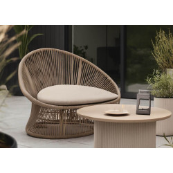 Fauteuil de jardin design en aluminium et corde taupe beige - SPADE - TRESI