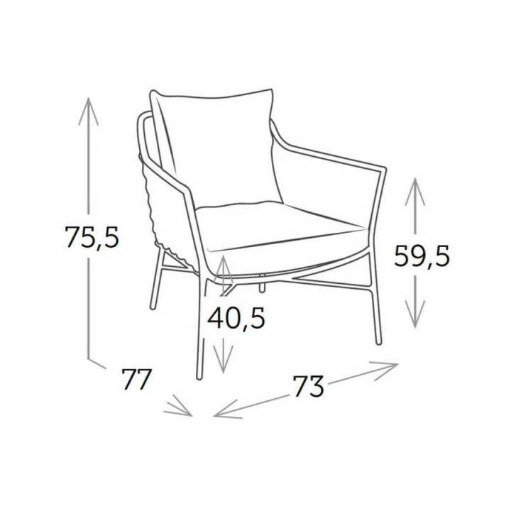 Fauteuil de jardin en aluminium et corde - RIO - TRESI