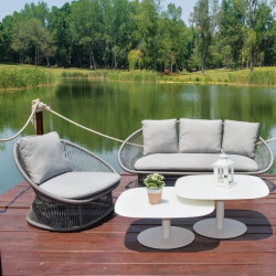Salon de jardin canapé 2 places, 2 fauteuils et tables gigognes - SPADE - TRESI