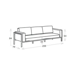 Canapé de jardin 3 places spacieux pour détente extérieure - REST - TRESI