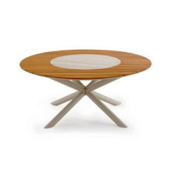 Table ronde en teck avec plateau tournant pour des repas conviviaux - CAPRI - TRESI