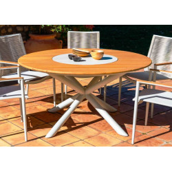 Table ronde en teck avec plateau tournant pour des repas conviviaux - CAPRI - TRESI