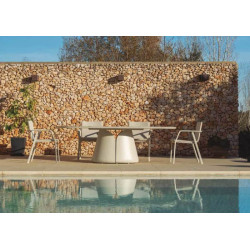 Table de jardin 240 cm en céramique beige pour grands repas - AURORA