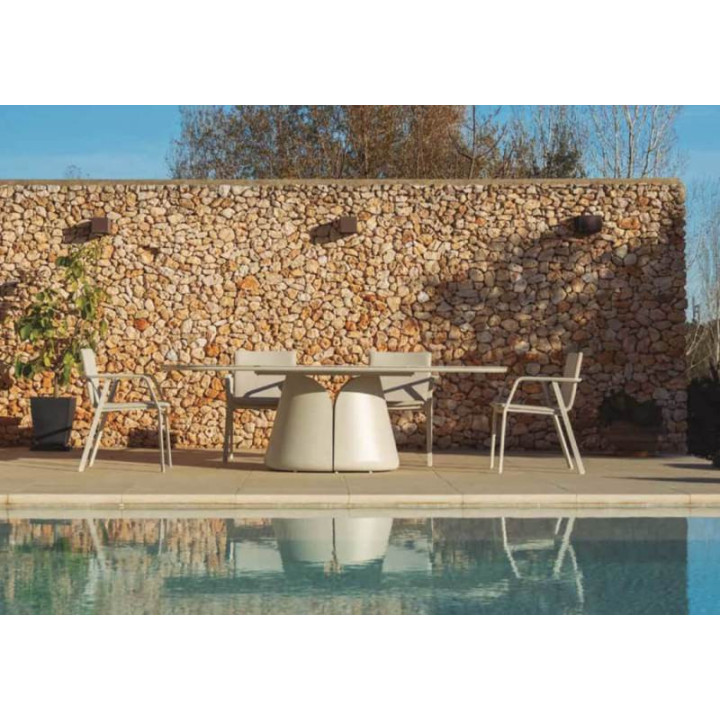 Table de jardin 240 cm en céramique beige pour grands repas - AURORA