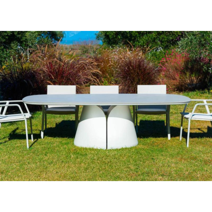 Table de jardin 240 cm en céramique beige  - AURORA - TRESI