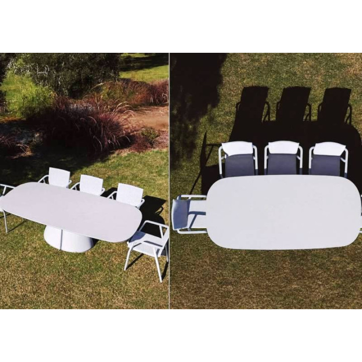Table de jardin 240 cm en céramique beige pour grands repas - AURORA - TRESI