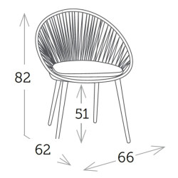 Chaise de repas extérieure empilable en corde et aluminium - SPADE - TRESI