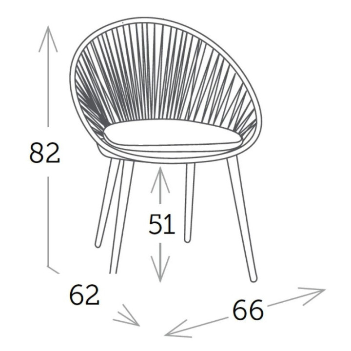 Chaise de repas extérieure empilable en corde et aluminium - SPADE - TRESI