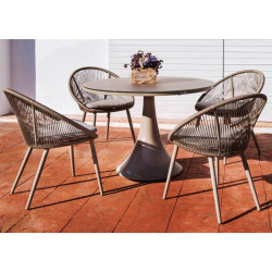 Chaise de repas extérieure empilable en corde et aluminium - SPADE - TRESI