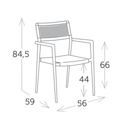Chaise de jardin empilable en aluminium et toile Olefin résistante  - ONTARIO - TRESI