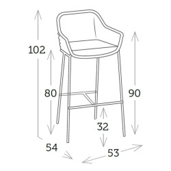 Tabouret de bar en corde avec coussin - RIO - TRESI