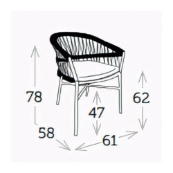 Fauteuil de table en corde avec coussin - MITO - TRESI