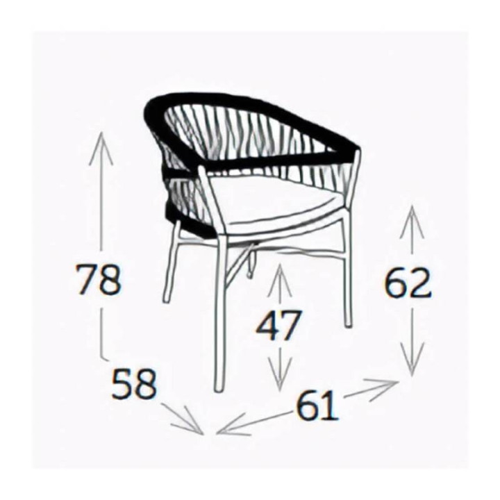 Fauteuil de table en corde avec coussin - MITO - TRESI