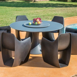 Table de Jardin Ronde en Aluminium & Plateau central tournant en Verre - FANO - TRESI - lemobilierdejardin.fr