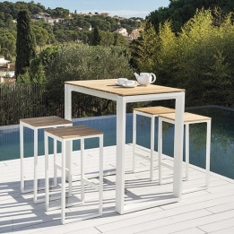 Ensemble table haute de jardin et tabourets de bar - FERMO - lemobilierdejardin.fr