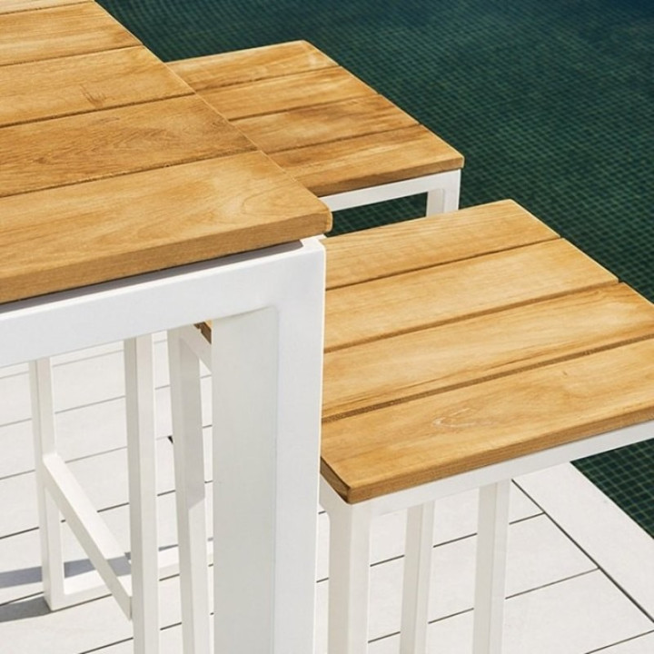 Ensemble table haute de jardin et tabourets de bar - FERMO - lemobilierdejardin.fr